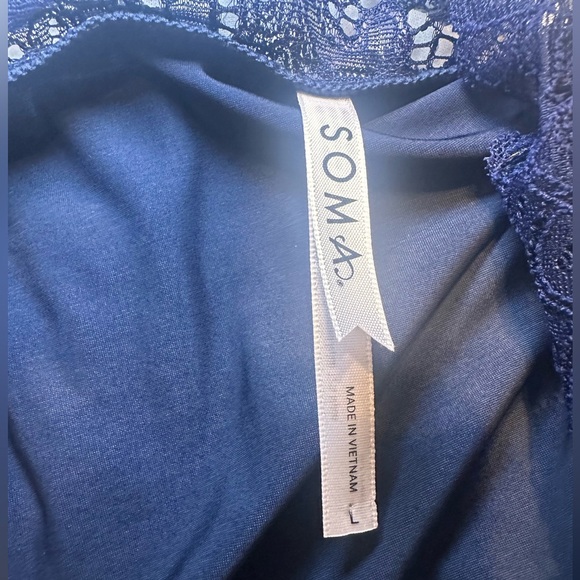 SOMA Satin Lace Cami Navy Blue Size Large - Picture 4 of 5